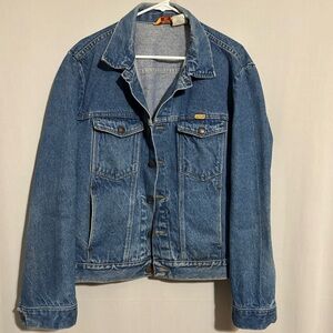 Vintage 80s Rustler Medium Wash Denim Jacket‎ Made In USA Trucker Biker Size XL